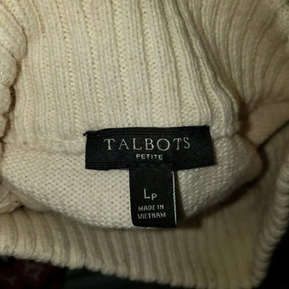 Talbots Wool Blend Fair Isle Ribbed Sweater Womens Size LP Red Black Ivory Pre-O